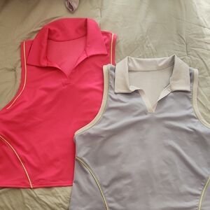 tek gear Women's Sleeveless Polo Tank - Hot Pink & Light Gray